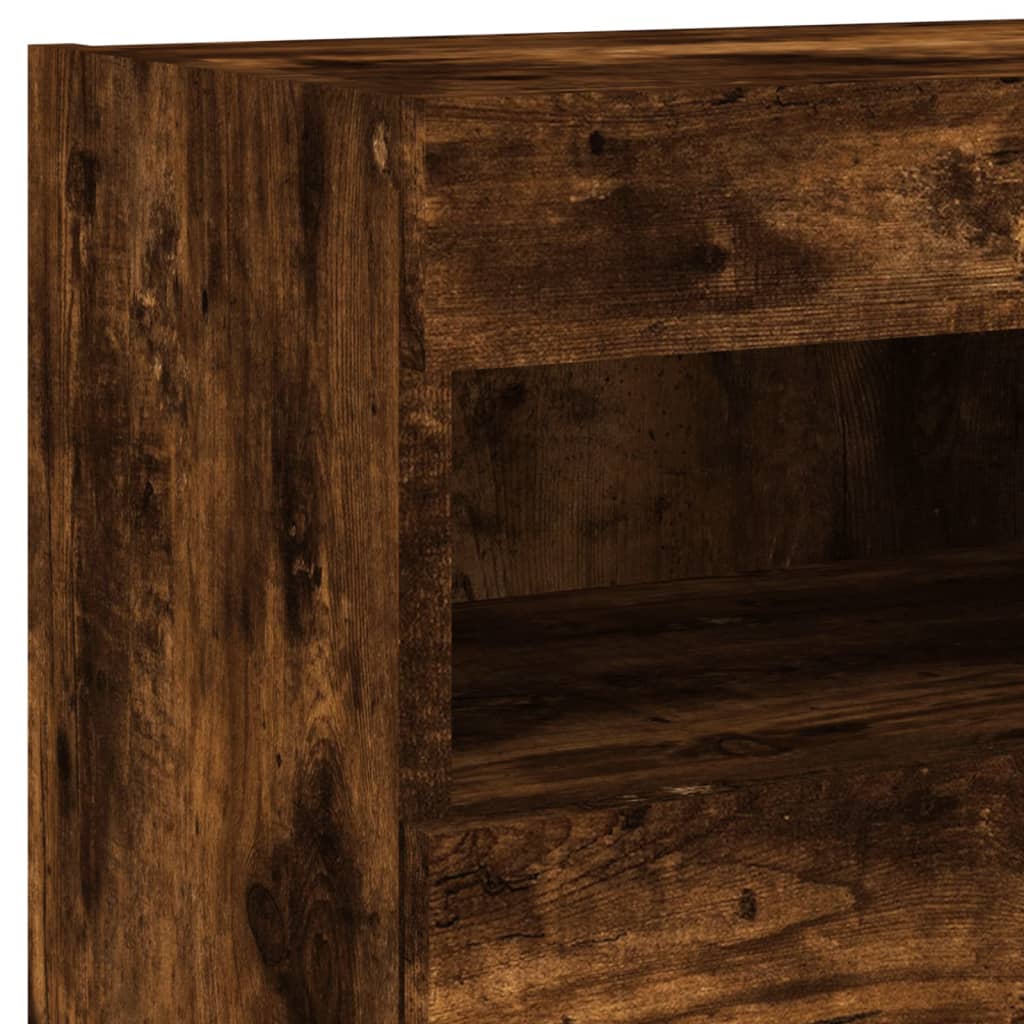 5-tlg. Wohnwand mit LED-Beleuchtung Weiß Holzwerkstoff