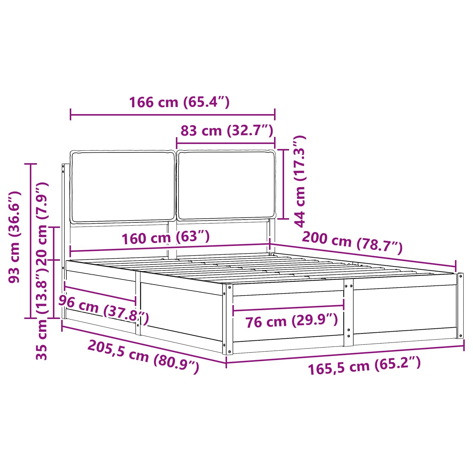 Bettgestell mit gepolstertem Kopfteil Hellgrau 200 x 200 cm