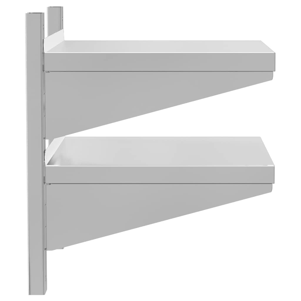 Wandregal mit 2 Böden 100x40x60 cm Silbern Edelstahl