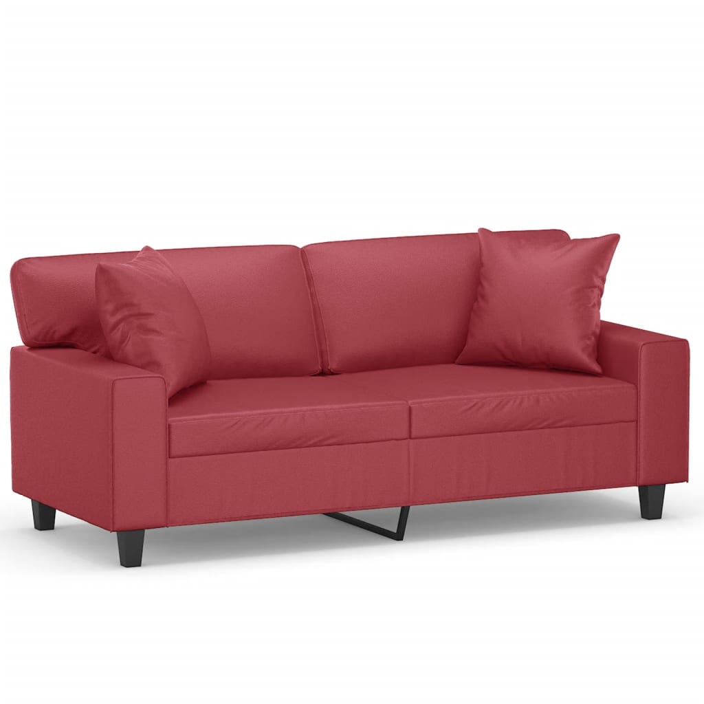 2-Sitzer-Sofa mit Zierkissen Creme 120 cm Kunstleder