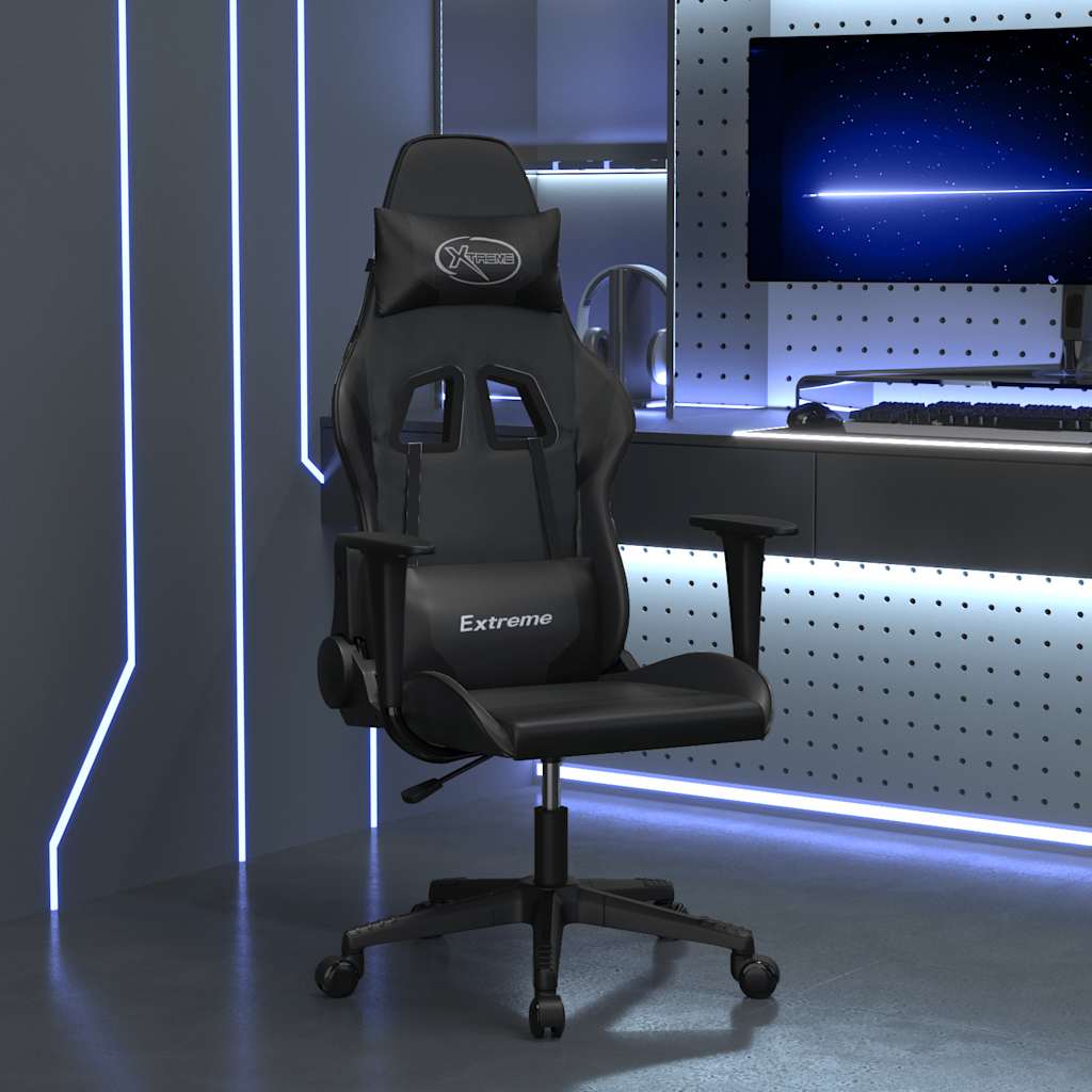 Gaming-Stuhl mit Massagefunktion Schwarz und Blau Kunstleder
