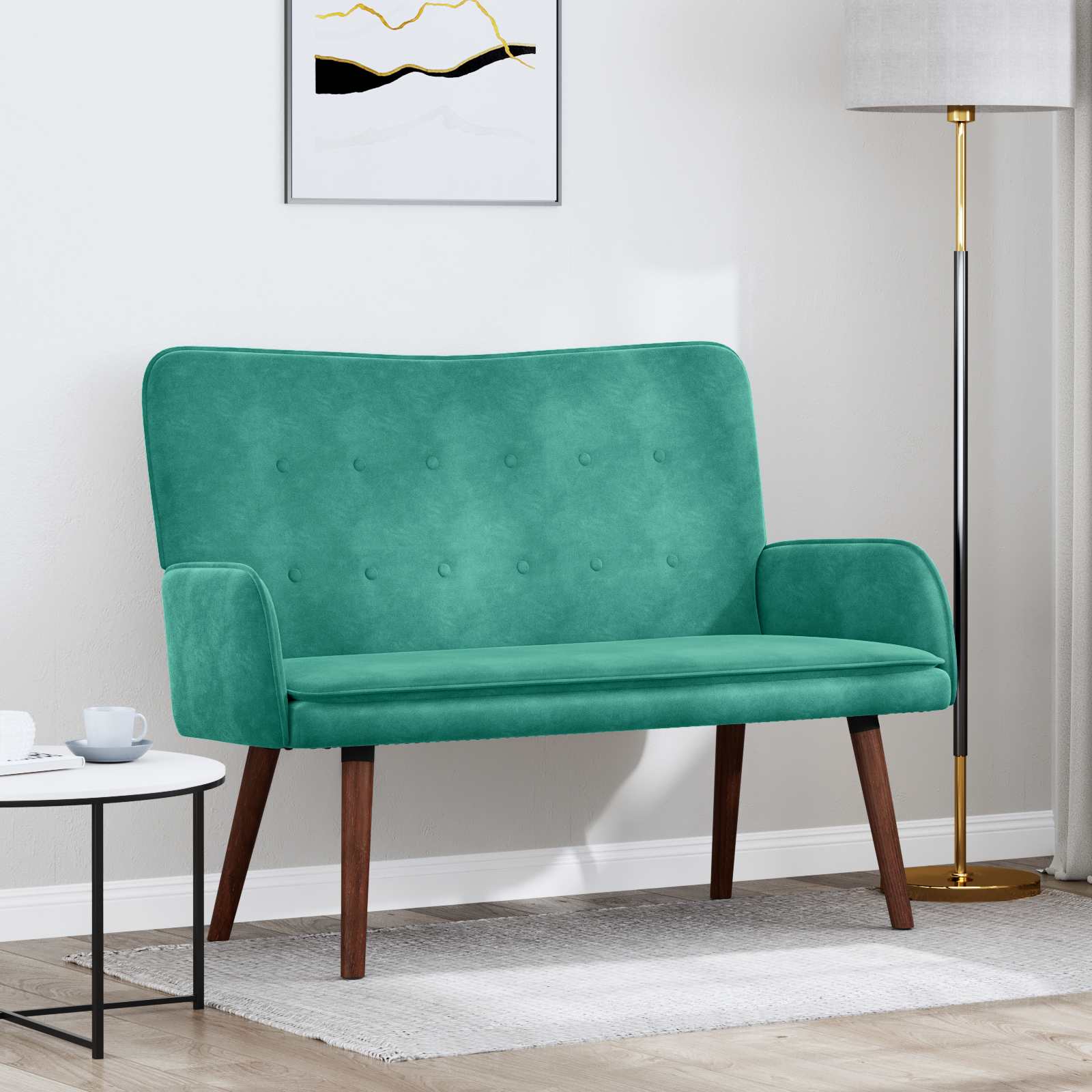 2-Sitzer Sofa Hellgrau 115 x 61 x 87 cm Samt (V)