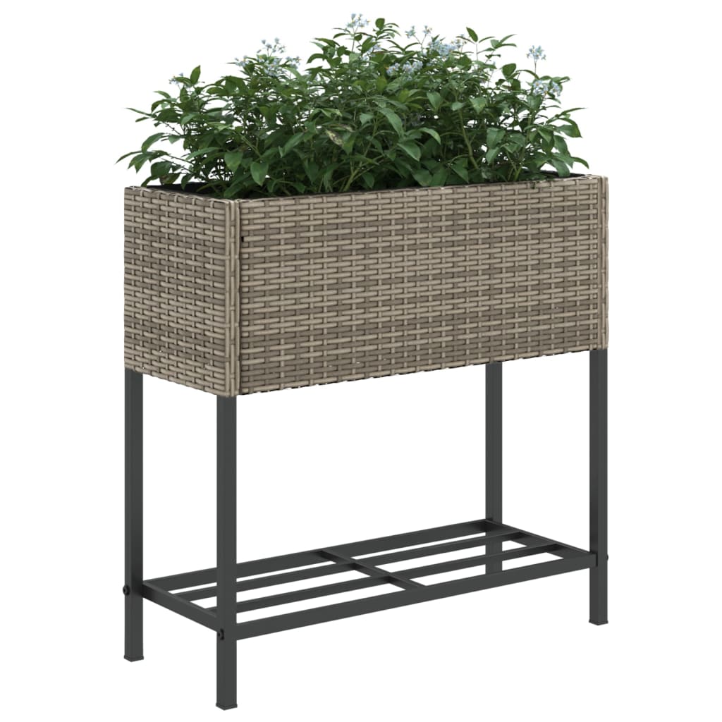 Hochbeete mit Ablage 2 Stk. Schwarz 70x28x70 cm Poly Rattan