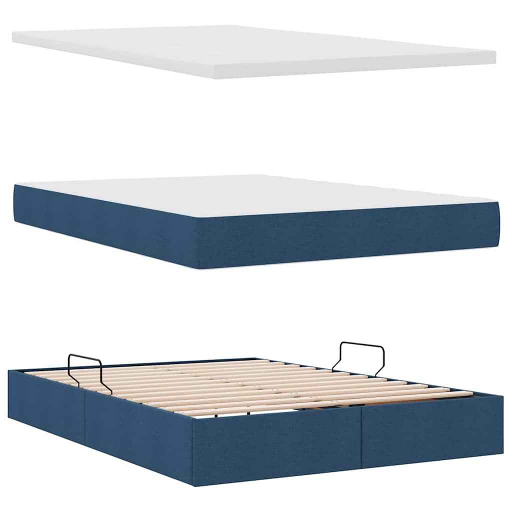 Aufbewahrungsbett mit Matratze Hellgrau 90 x 190 cm Polyester