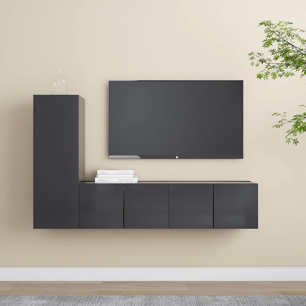 3-tlg. TV-Schrank-Set Weiß Holzwerkstoff