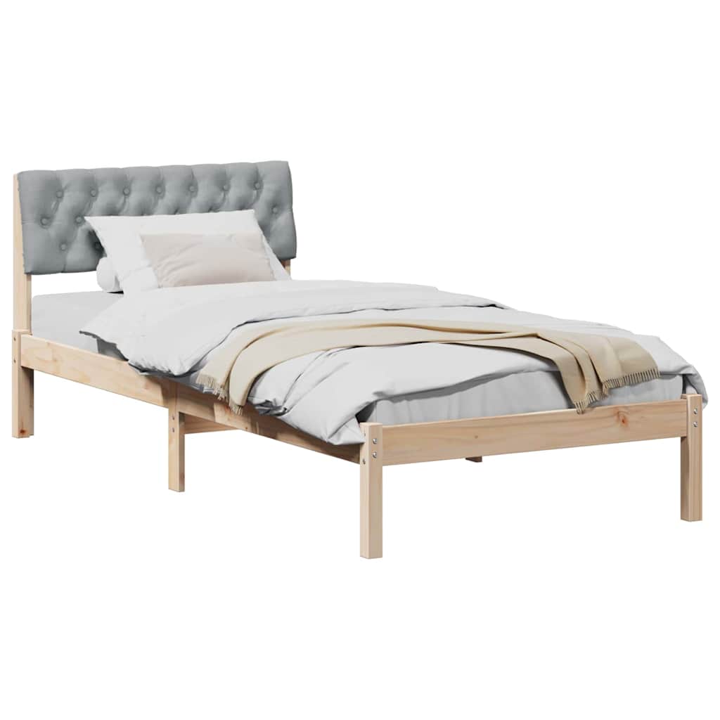 Bettgestell Braun und hellgrau 200 x 200 cm Massivholz Kiefer