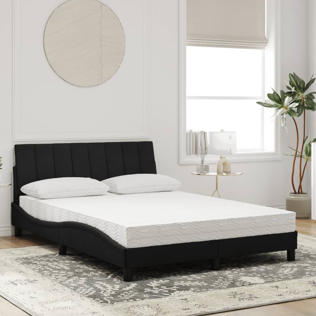 Bett mit Matratze "Hanko" Hellgrau 80x200 cm Samt