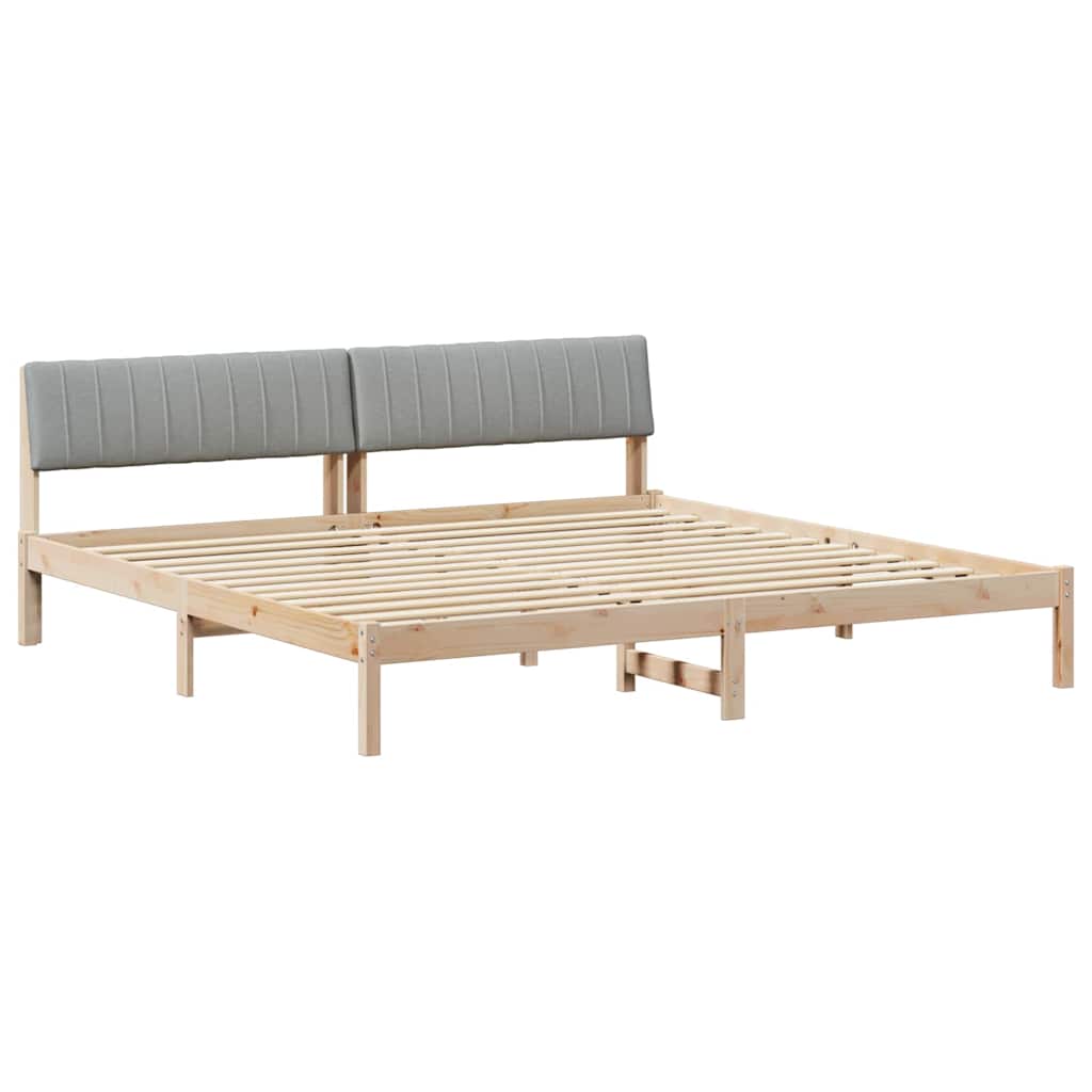 Bettgestell Braun und hellgrau 200 x 200 cm Massivholz Kiefer