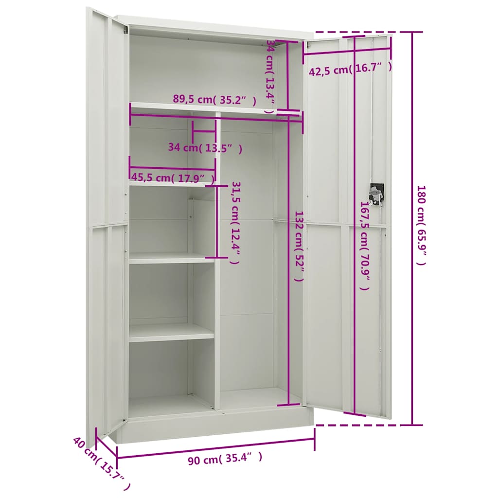 Schließfachschrank Weiß 90x40x180 cm Stahl