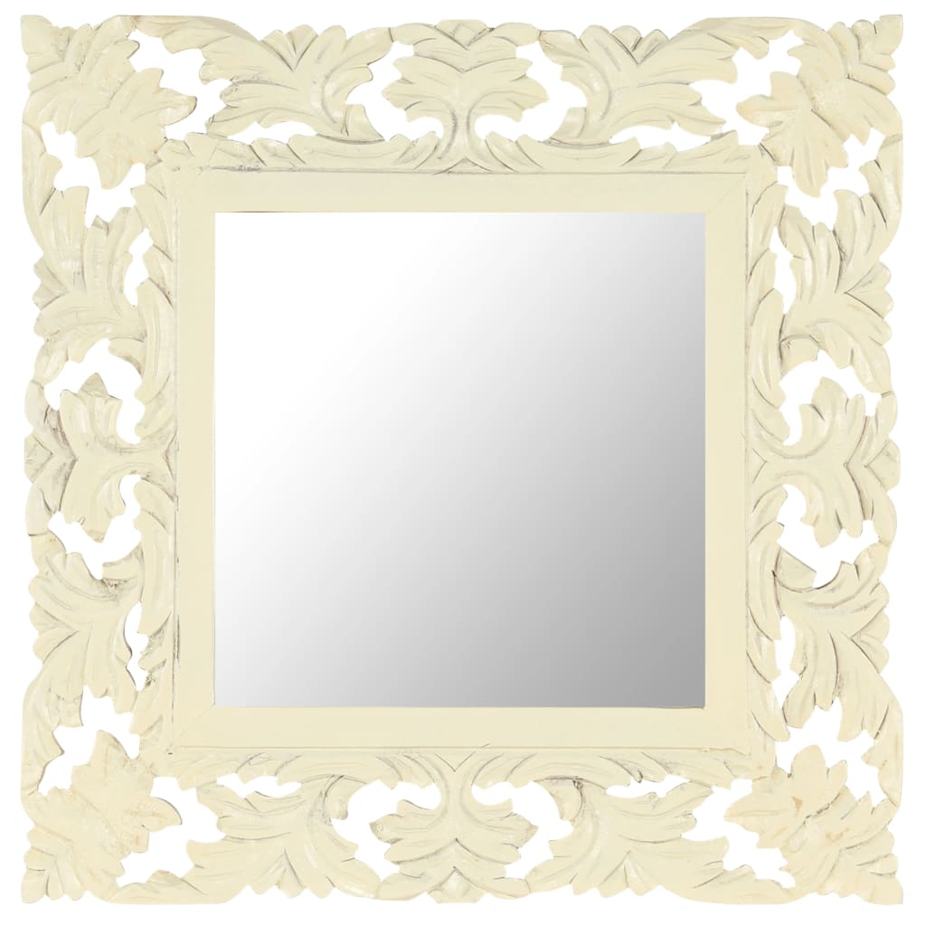 Spiegel Handgeschnitzt Braun 50x50 cm Massivholz Mango