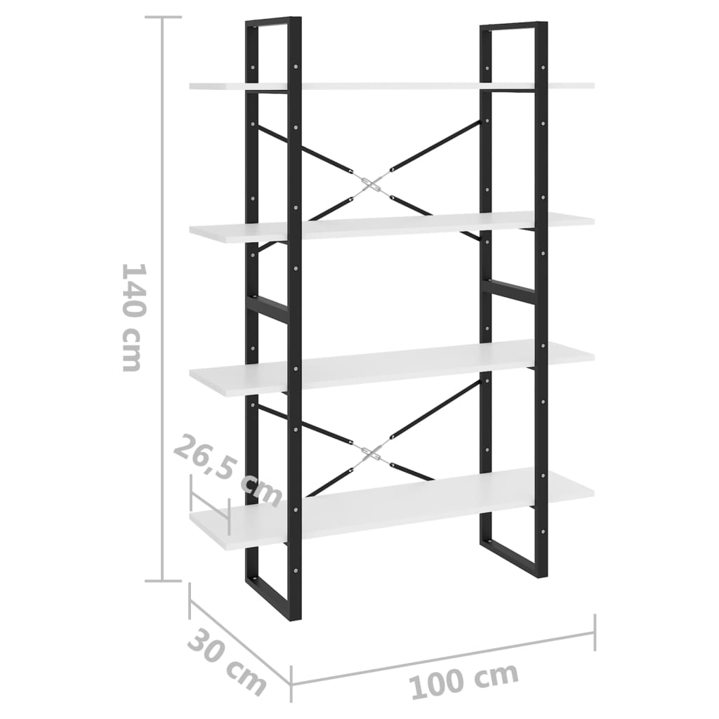 Bücherregal 2 Fächer Weiß 100x30x70 cm Holzwerkstoff