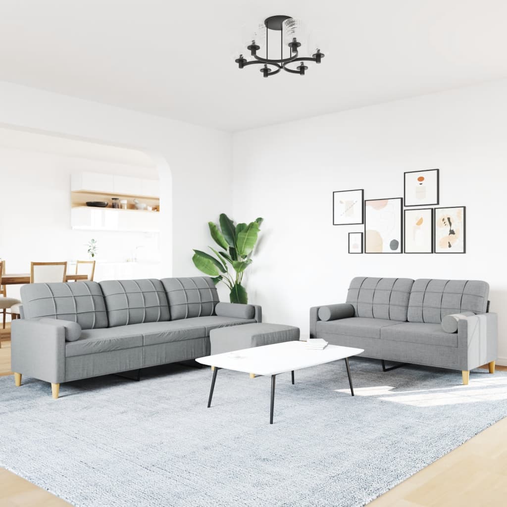 2-tlg. Sofagarnitur Hellgrau Stoff