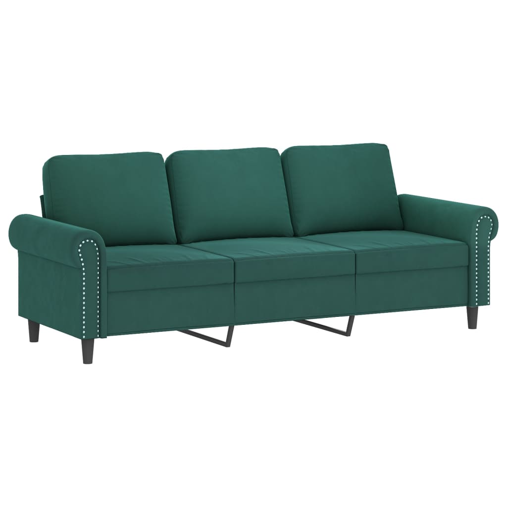 3-Sitzer-Sofa mit Hocker Hellgrau 180 cm Samt