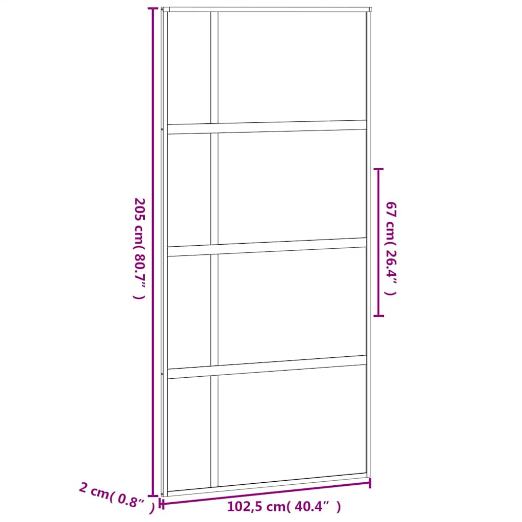 Schiebetür ESG-Glas und Aluminium 76x205 cm Schwarz