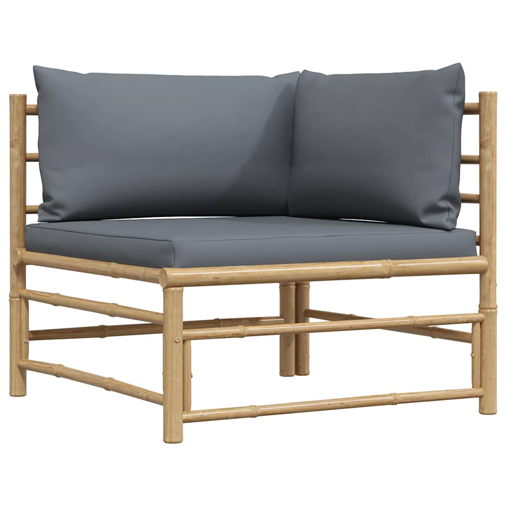 3-tlg. Garten-Lounge-Set mit Kissen Bambus