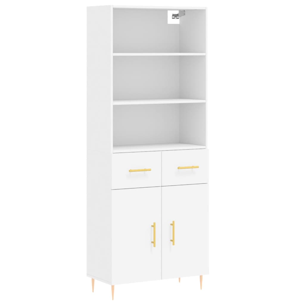 Highboard Hochglanz-Weiß 69,5x34x180 cm Holzwerkstoff
