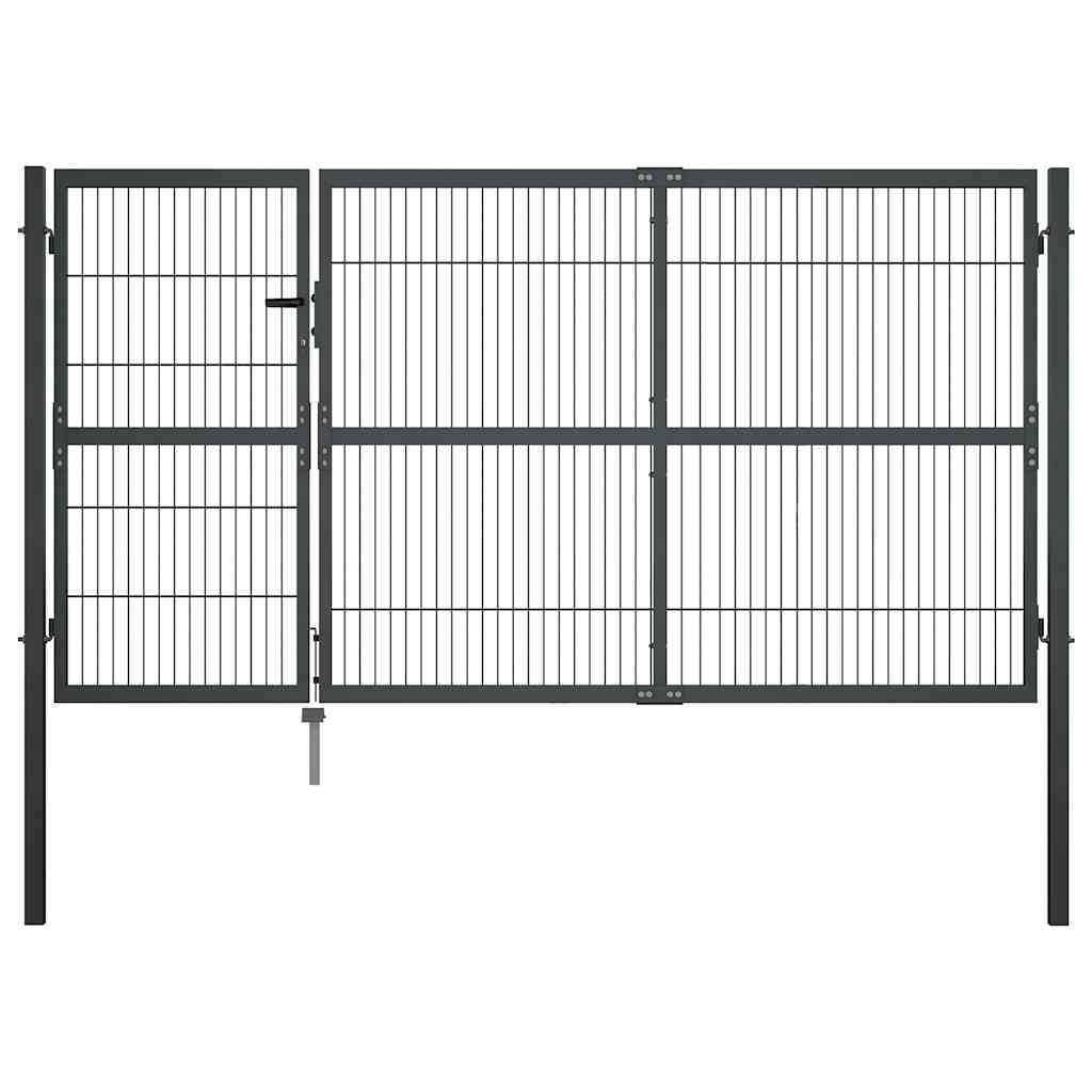Gartentor mit Pfosten Stahl 350 x 100 cm Anthrazit