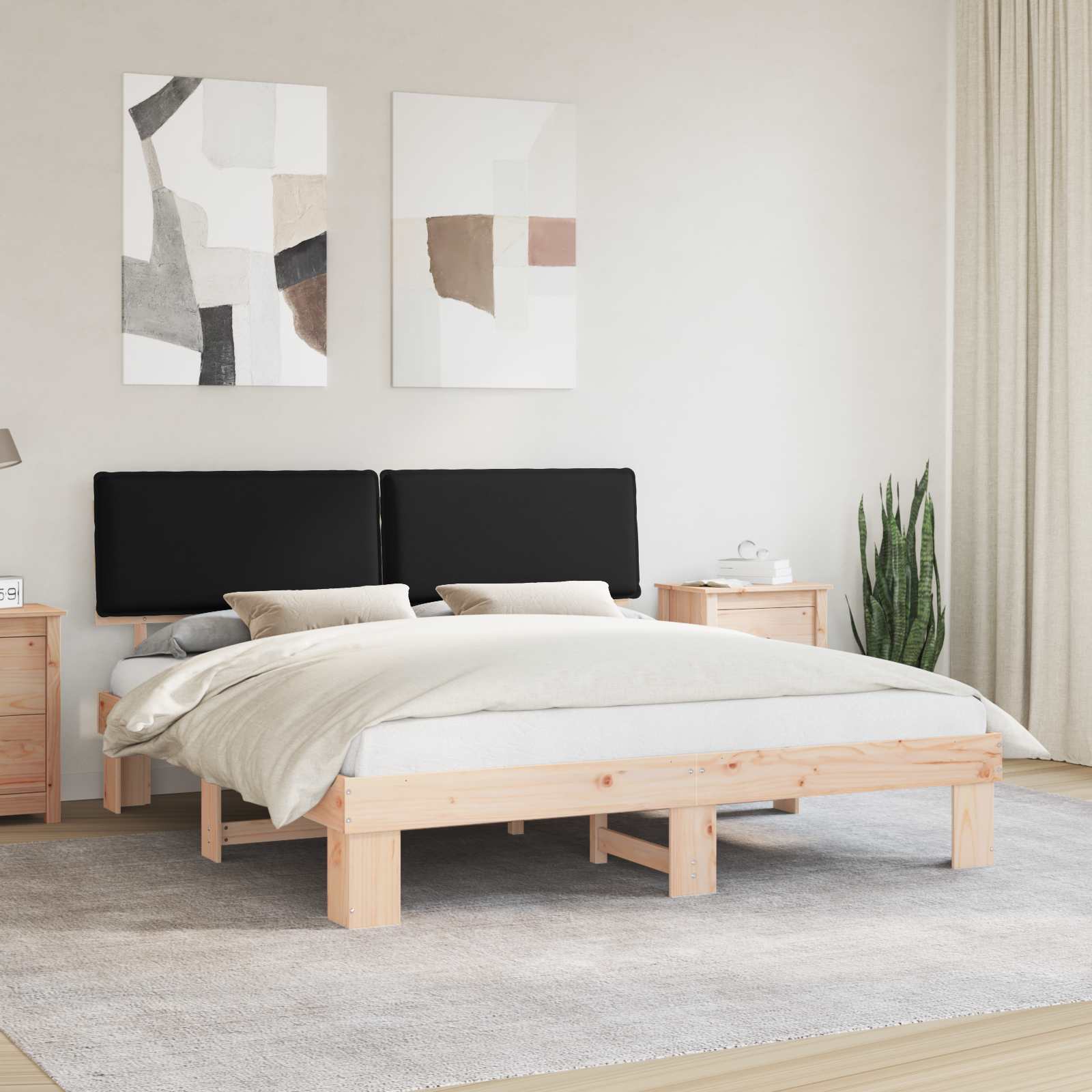 Bettgestell mit gepolstertem Kopfteil Hellgrau 200 x 200 cm
