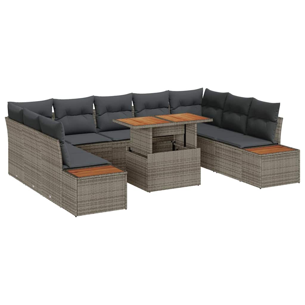 Garten Essgruppe mit Kissen 10 pcs Schwarz und Beige