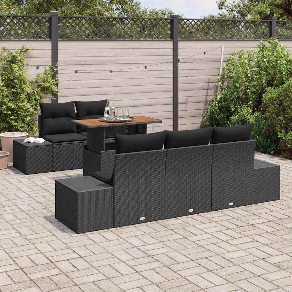 Garten Essgruppe mit Kissen 6 pcs Schwarz und Creme