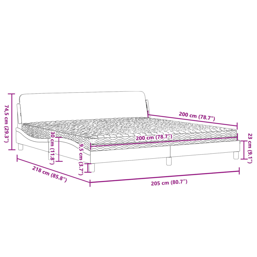 Bett mit Matratze "Dover" Hellgrau 80x200 cm Samt