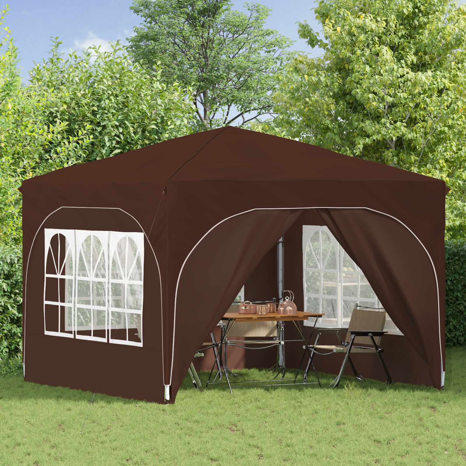 Pop-up Partyzelt 290 x 290 x 245 cm Creme