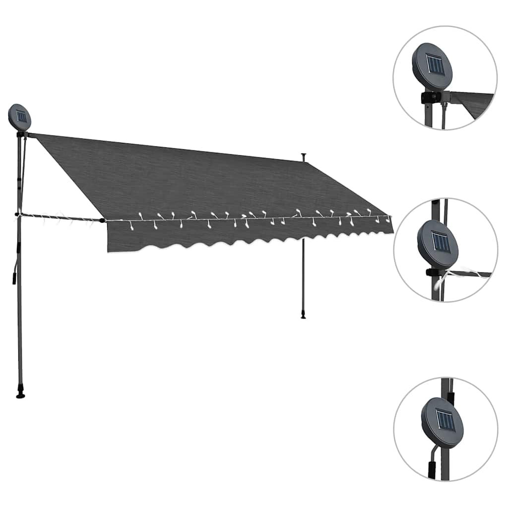 Einziehbare Markise Handbetrieben mit LED 100 cm Blau und Weiß