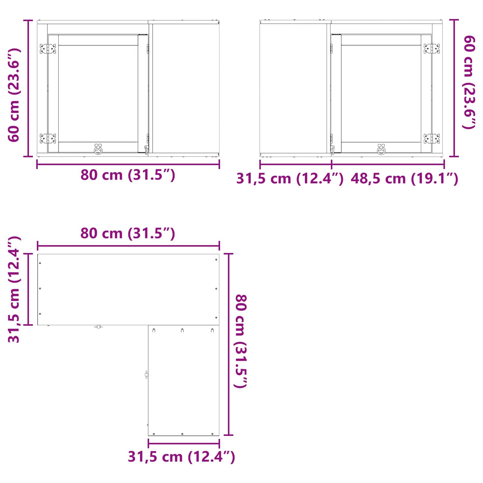 Schrank SKI Honigbraun 60 x 46 x 81,5 cm Massives Kiefernholz