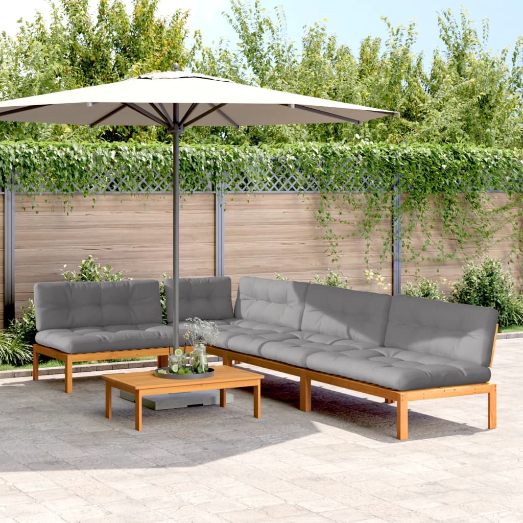 5-tlg. Garten-Sofagarnitur aus Paletten mit Kissen Akazienholz