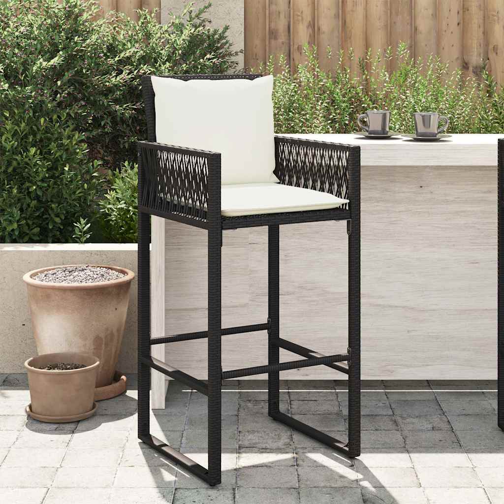 Garten-Barhocker 2 Stk. Schwarz Poly Rattan