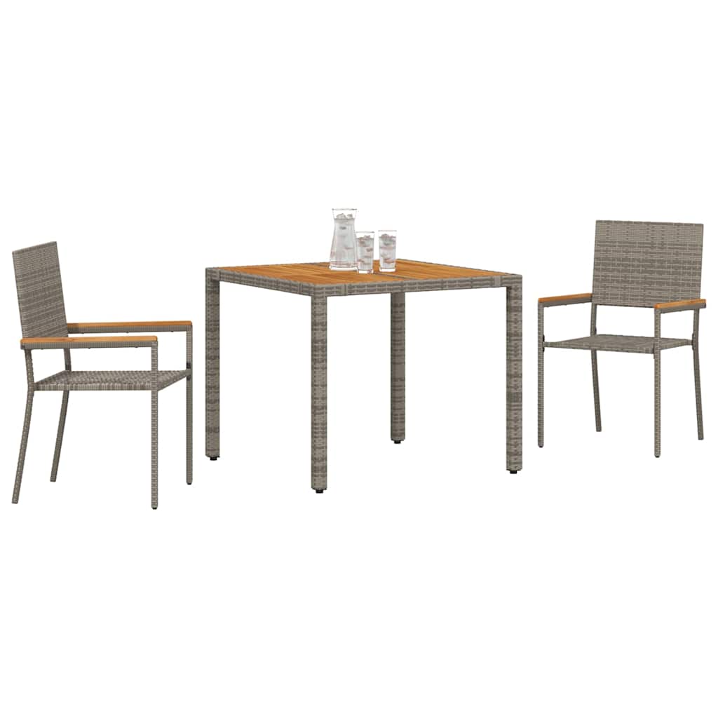 Garten Essgruppe 3 pcs Schwarz Poly-Rattan