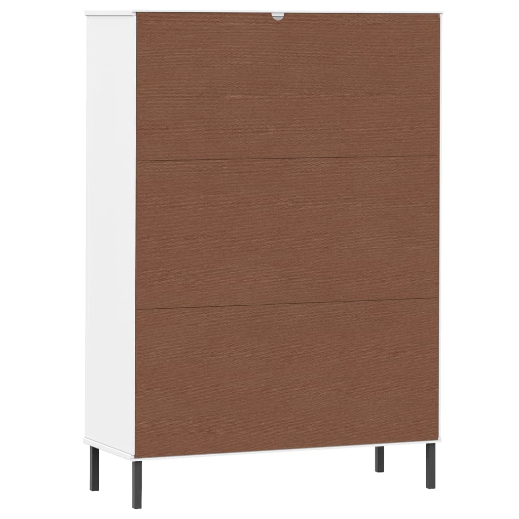 Bücherregal OSLO Metallbeine Braun 90x35x128,5 cm Massivholz