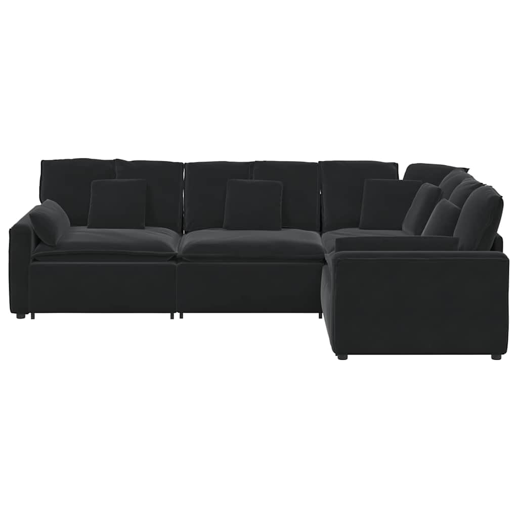 Modulares Sofa mit Kissen Samt Blau