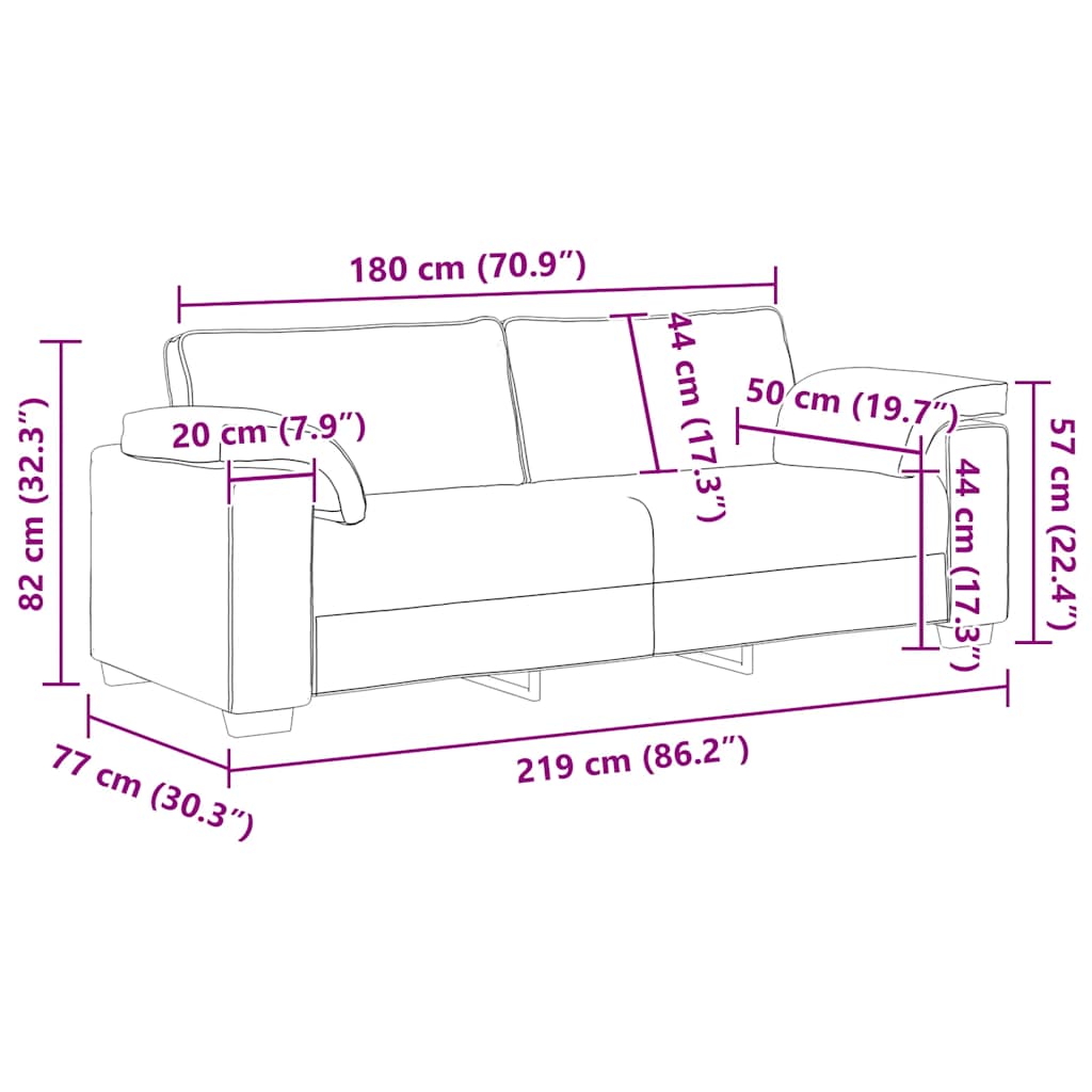 2-teiliges Sofa-Set mit Kissen, hellgrauer Samt