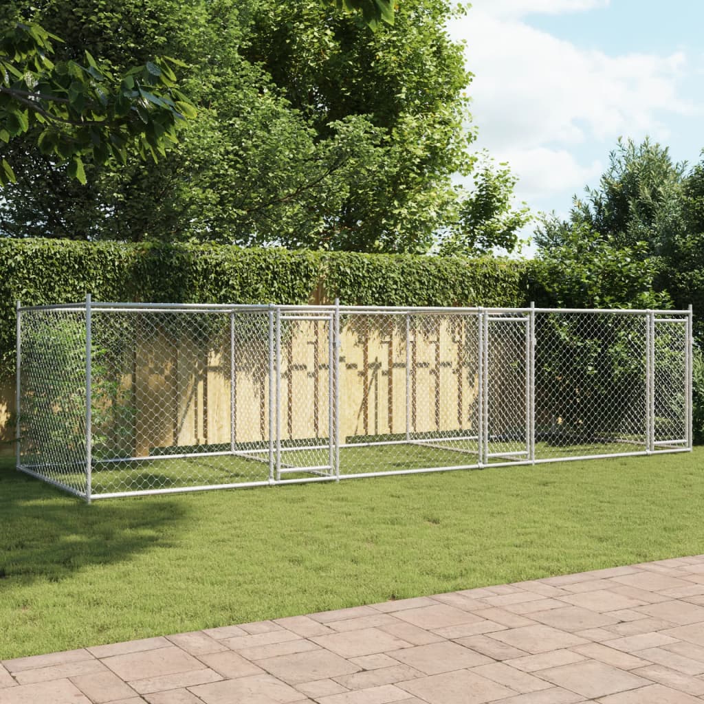 Hundezwinger mit Tür Grau 2x2x1,5 m Verzinkter Stahl
