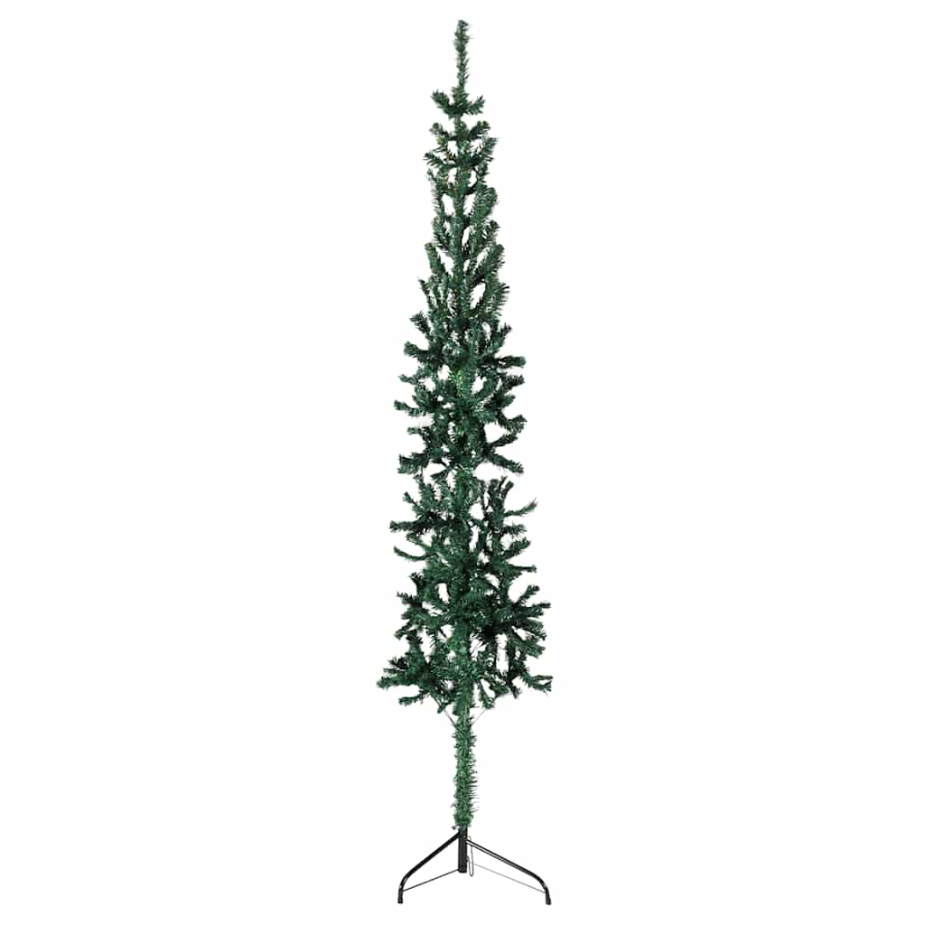 Künstlicher Halb-Weihnachtsbaum mit Ständer Schlank Weiß 180 cm