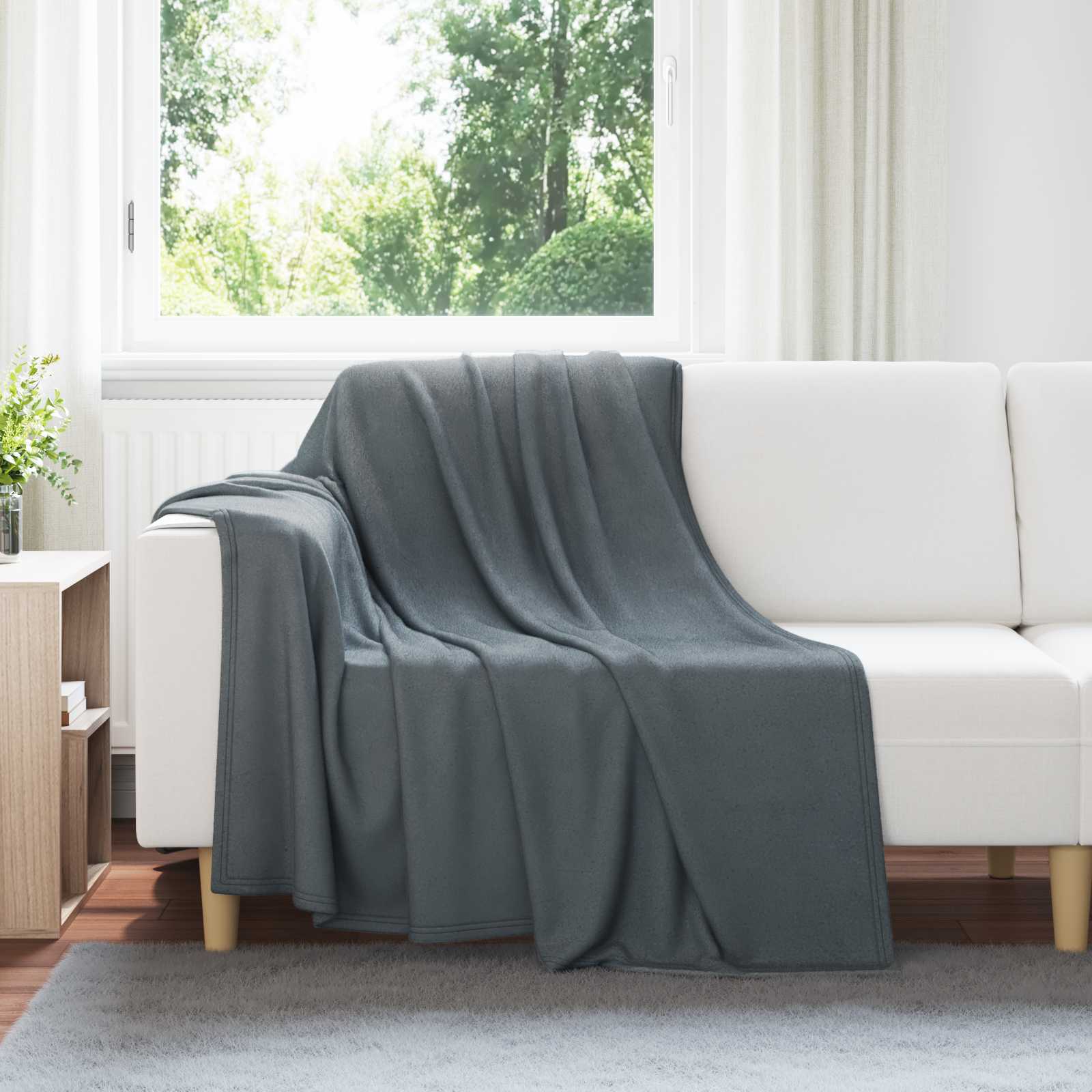 Überwurfdecke Beige 170 x 130 cm Fleece
