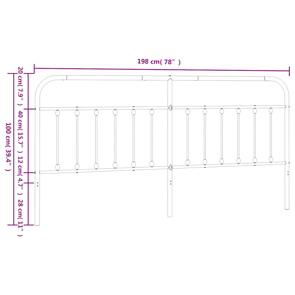 Ersatz-Kopfteil Metall Schwarz 75 cm
