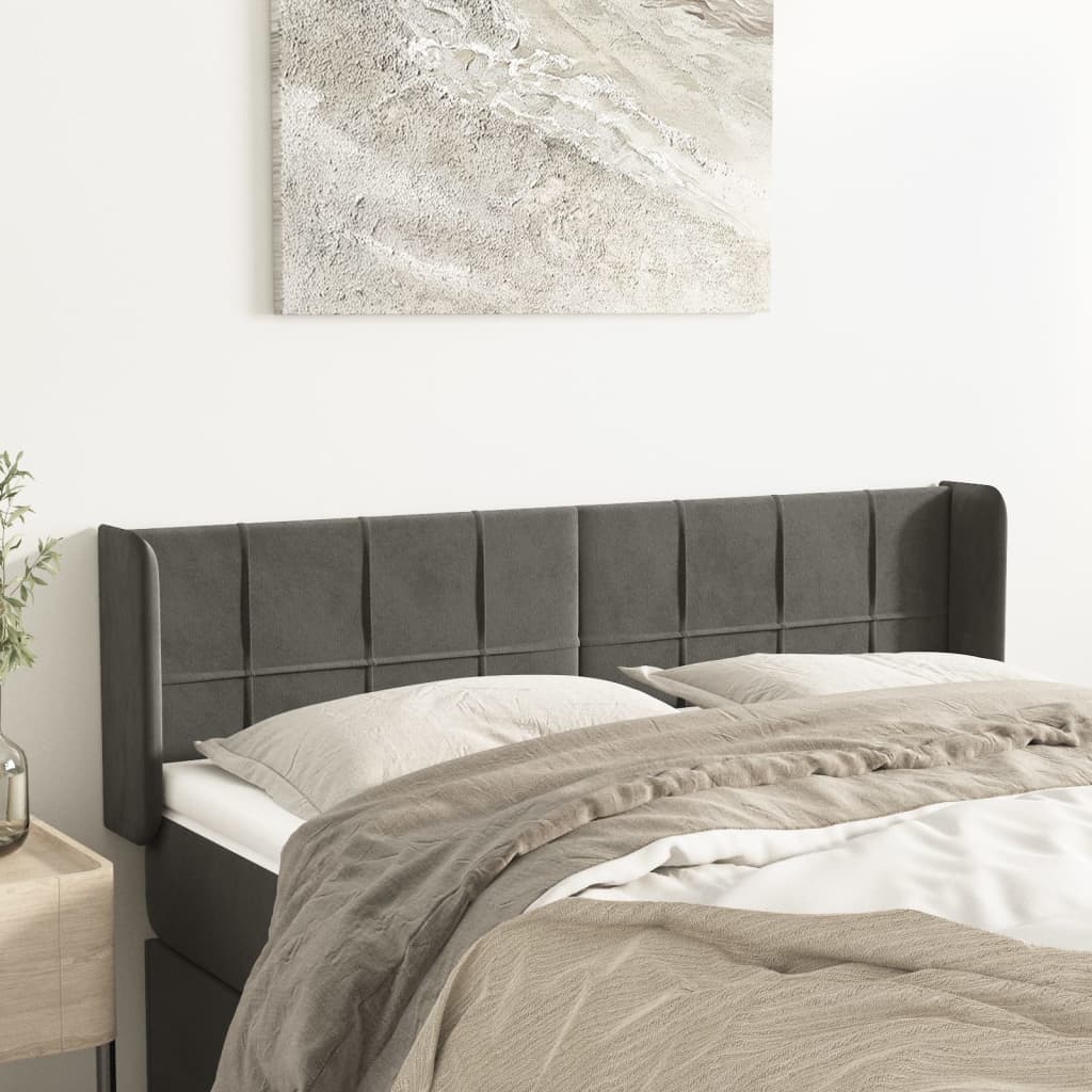 Kopfteil mit Ohren Dunkelblau 93x16x78/88 cm Samt