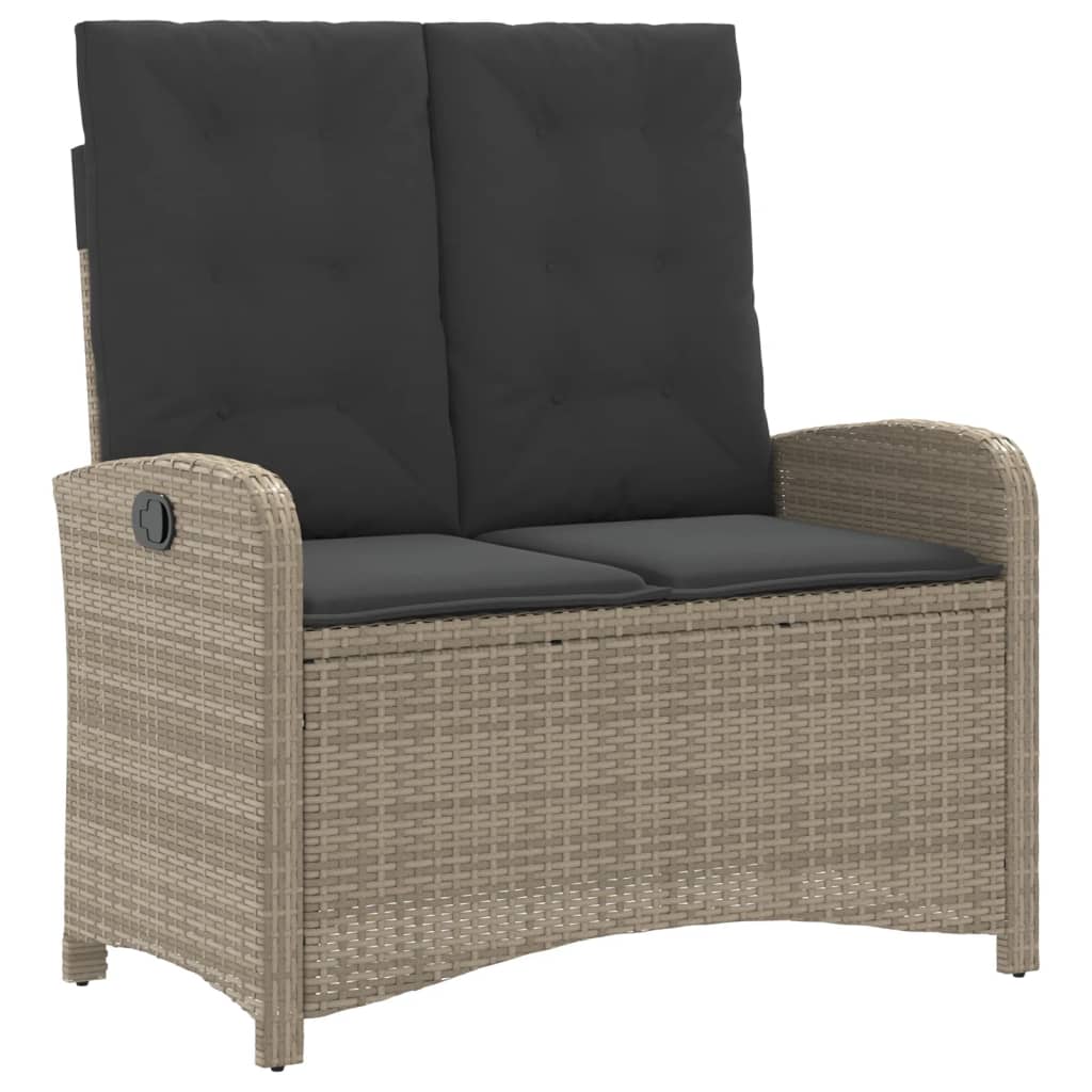 Gartenbank Verstellbar mit Kissen Schwarz Poly Rattan