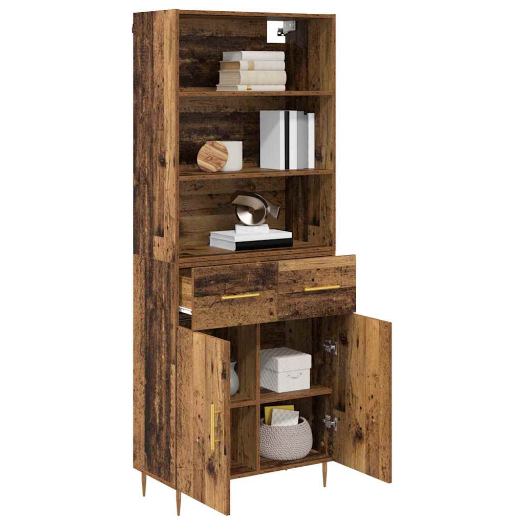 Highboard Hochglanz-Weiß 69,5x34x180 cm Holzwerkstoff