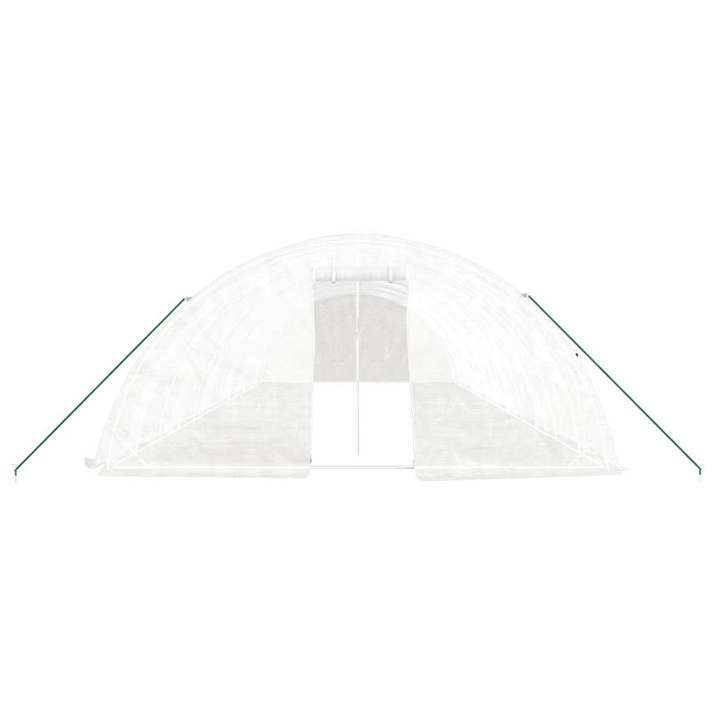 Gewächshaus mit Stahlrahmen Weiß 40 m² 8x5x2,3 m
