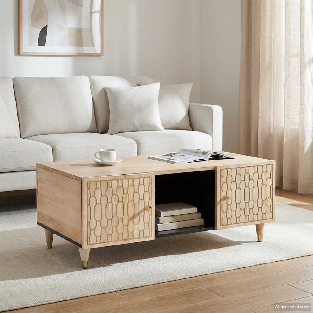Couchtisch 100x54x40 cm Massivholz Mango