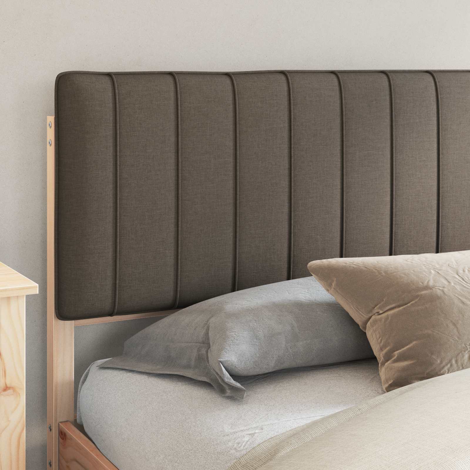 Bettgestell mit gepolstertem Kopfteil Hellgrau 200 x 200 cm
