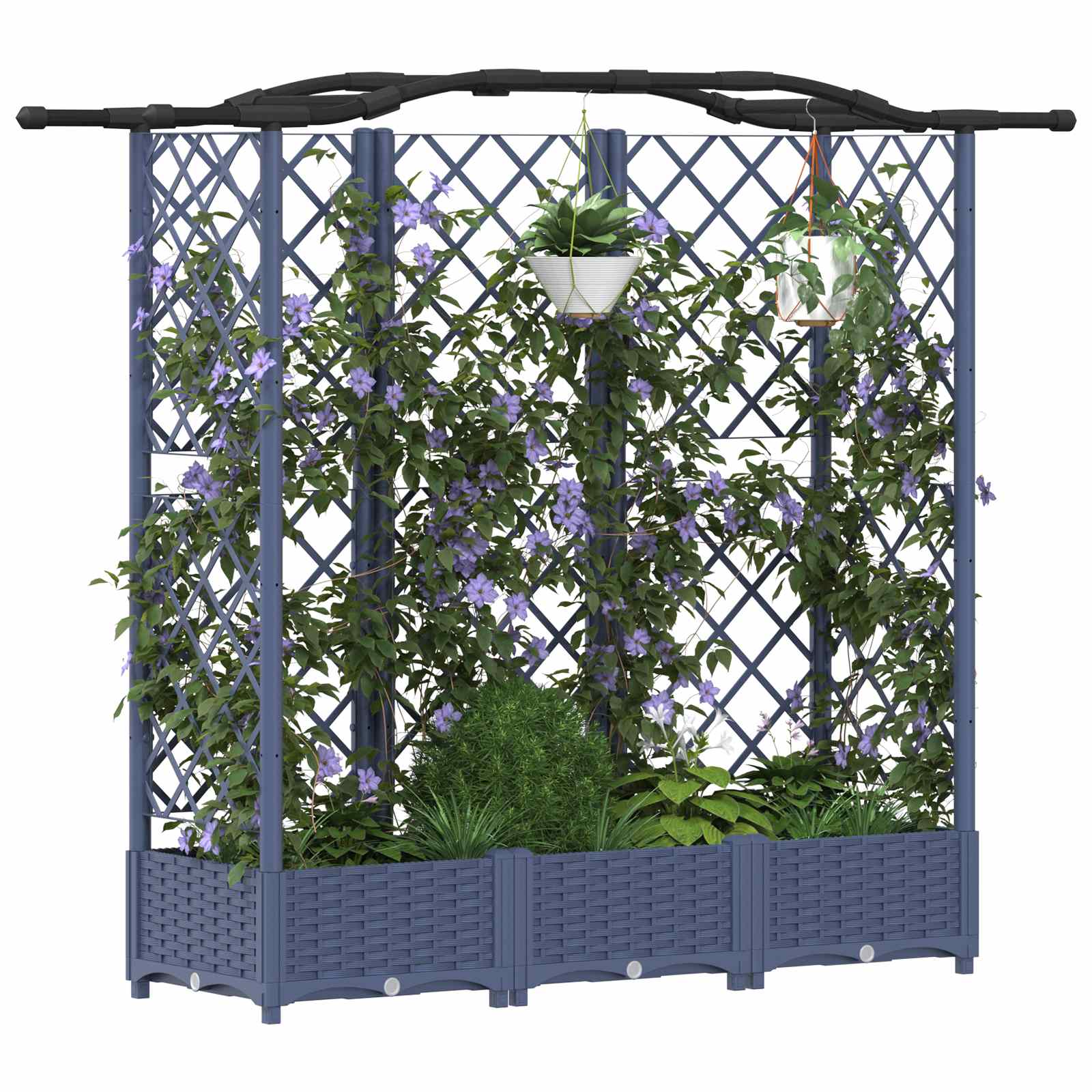 Hochbeet mit Rankgitter und Dach Braun 124 x 40 x 123 cm PP