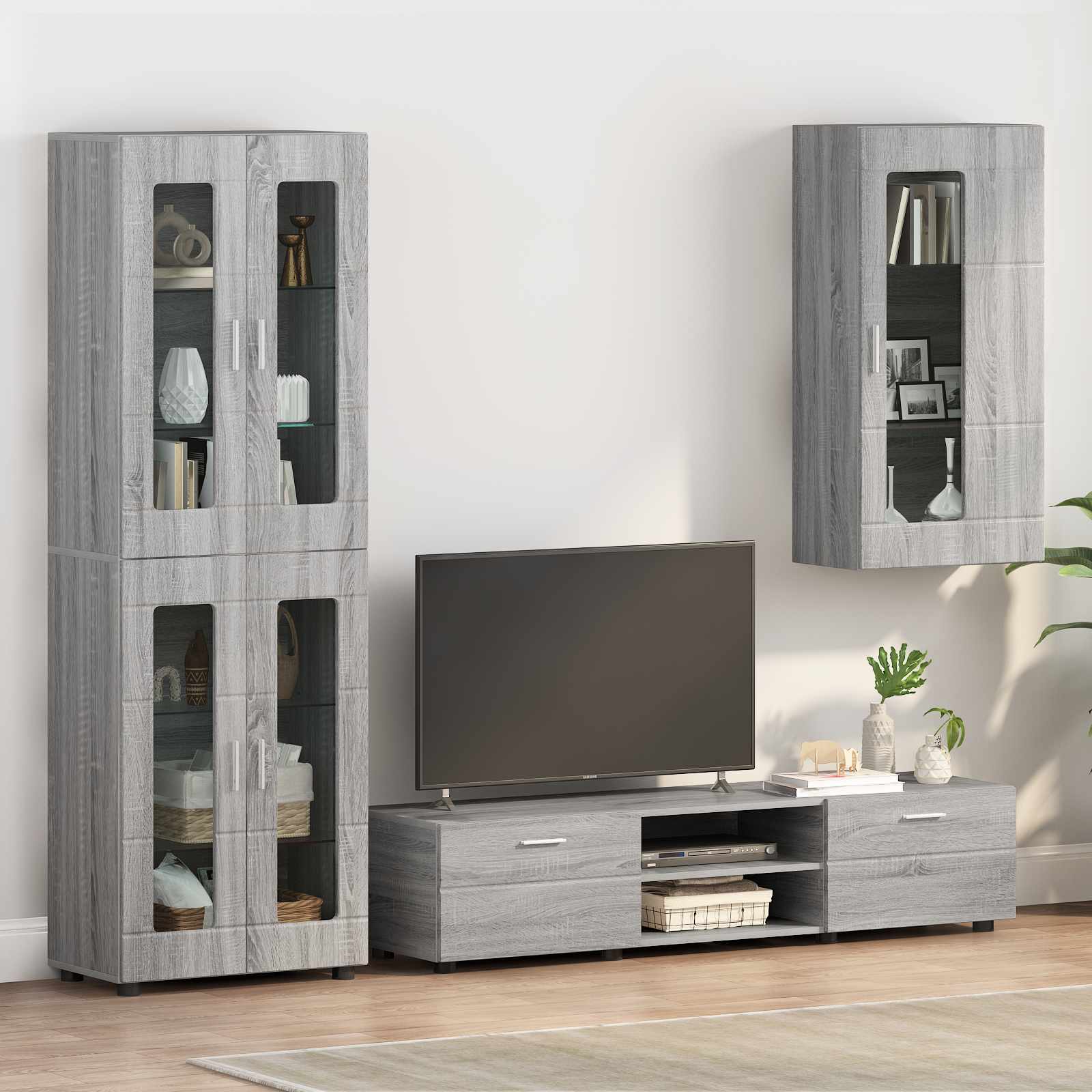 Highboard mit Regal FLORIN Weiß 60 x 35 x 182 cm Holzwerkstoff
