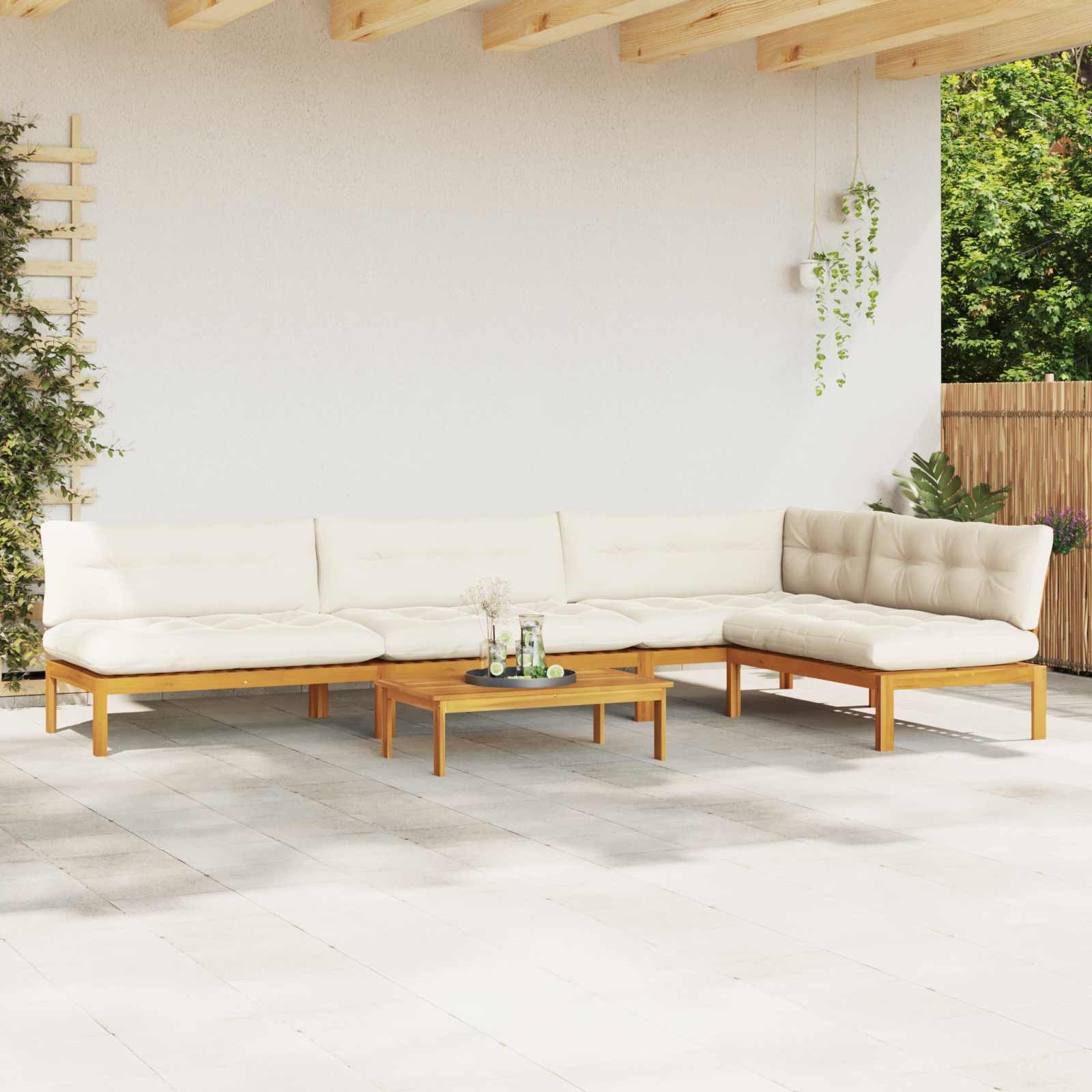 3-tlg. Garten-Sofagarnitur aus Paletten Massivholz Akazie