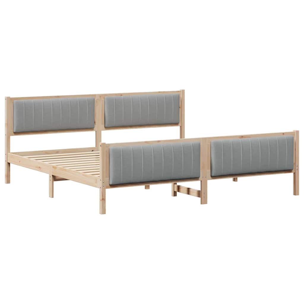 Bettgestell Braun und hellgrau 200 x 200 cm Massivholz Kiefer
