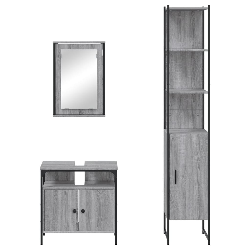 3-tlg. Badmöbel-Set Räuchereiche Holzwerkstoff