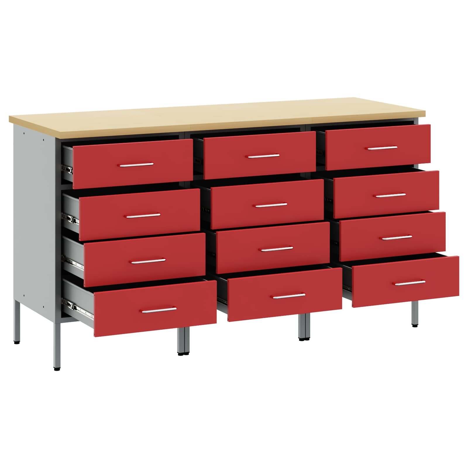 Werkbank mit Schubladen 2 pcs Rot und Grau 100 x 55 x 85 cm